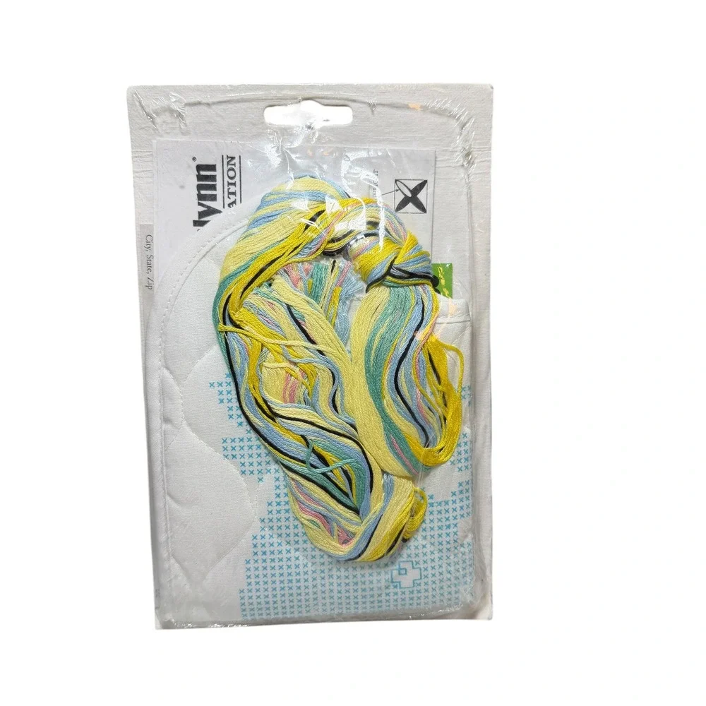 Janlynn Stamped Cross Stitch Complete Bib Kit Moon and Stars #143-09 New